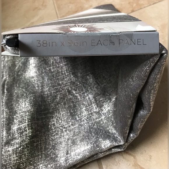 NWT Madeline Room Darkening Extra Long 96in Panel Set Decor Drapes - Charcoal - Picture 7 of 8